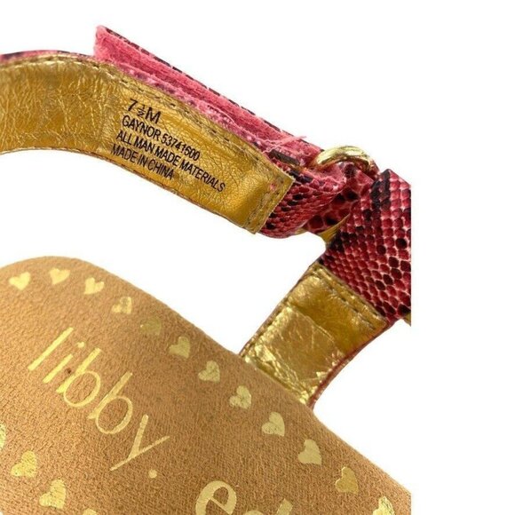 Libby Edelman Wedged Sandals T Strap Sling Back Womens 7.5 M Orange Jeweled - Picture 6 of 9